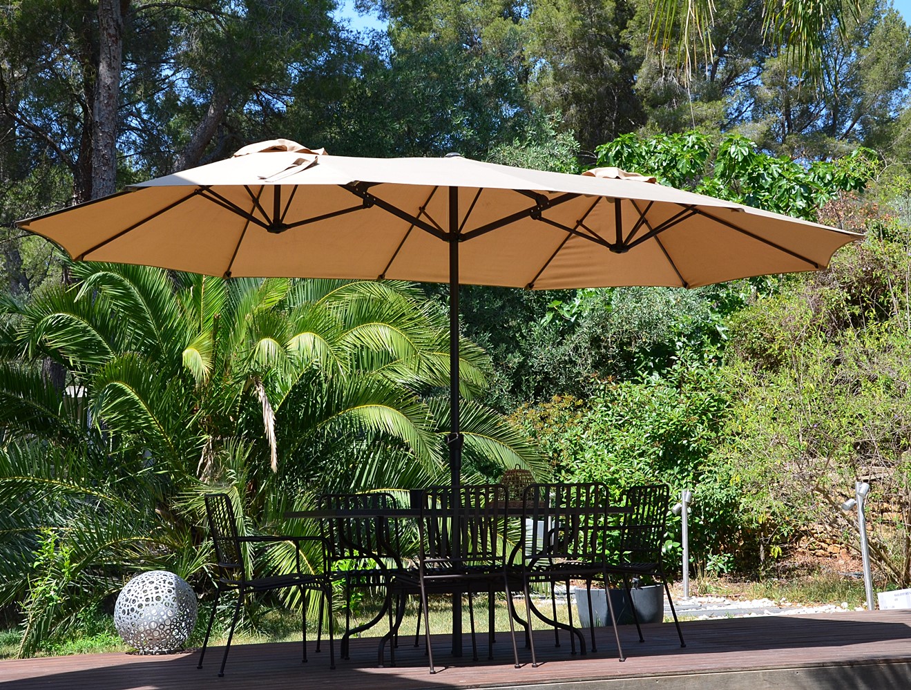 Parasol droit ovale Wide 4,6x2,7m Coloris taupe - GIVEX